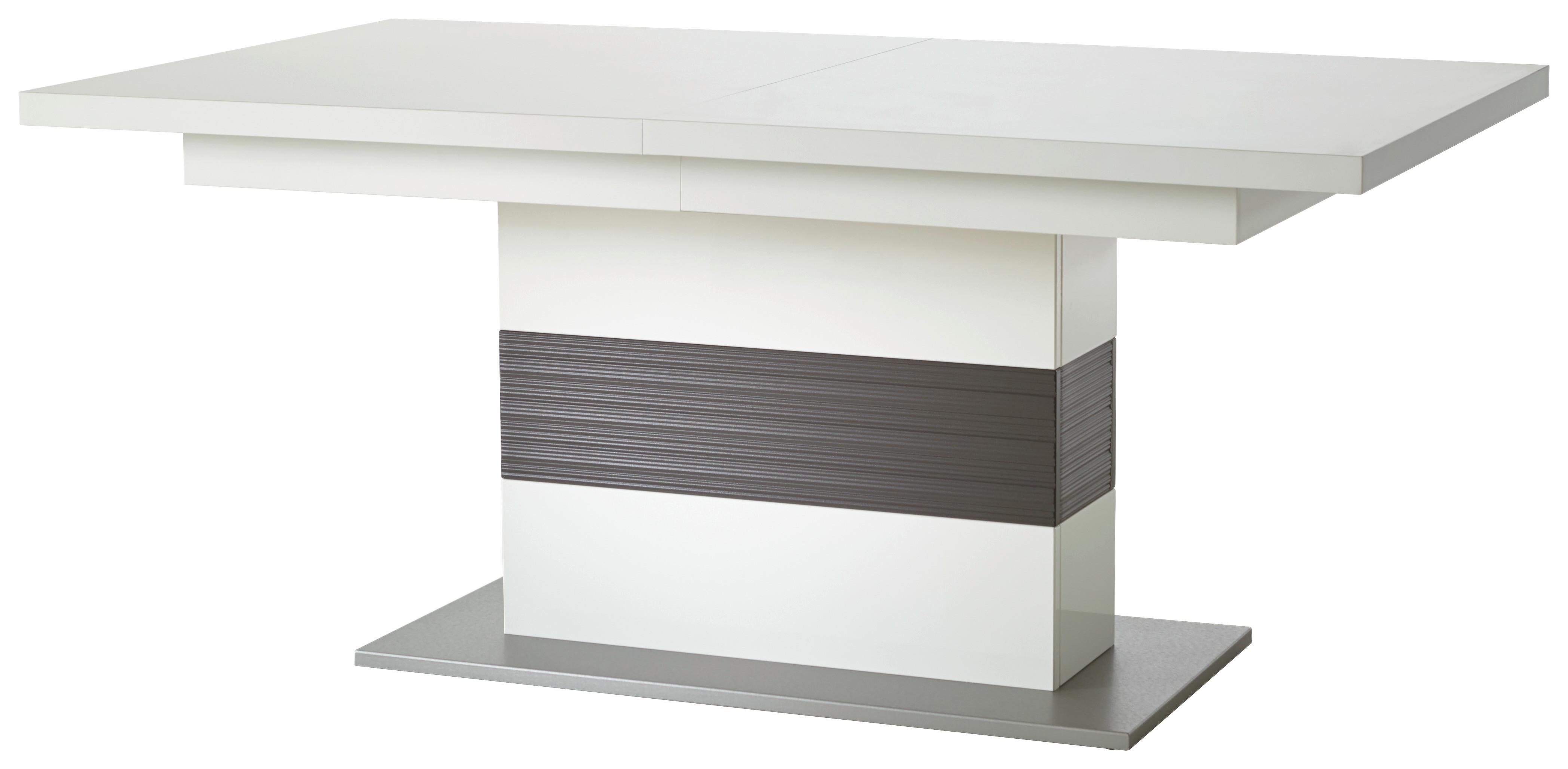 Esstisch Ausziehbar Trento 180-280x100 Cm Grau/weiß - Silberfarben/Weiß, Design, Holzwerkstoff (180/100/77cm) - Livetastic