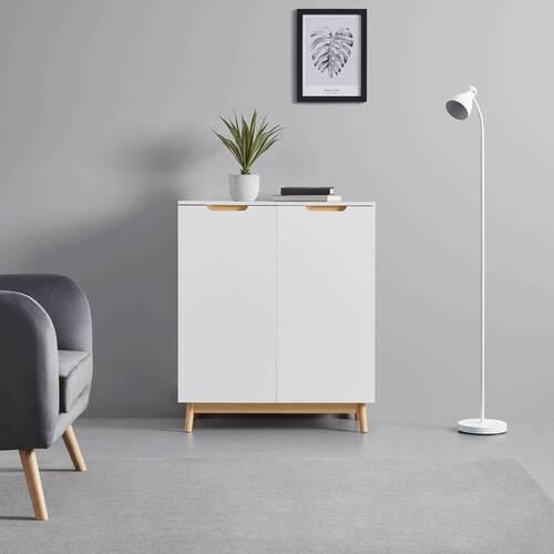 Komoda NICOLE - biela/farba borovice, Modern, drevo (80/94,5/38cm) - Modern Living