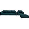 Sitzgarnitur Austin - Dunkelgrün/Edelstahlfarben, Design, Textil - Livetastic