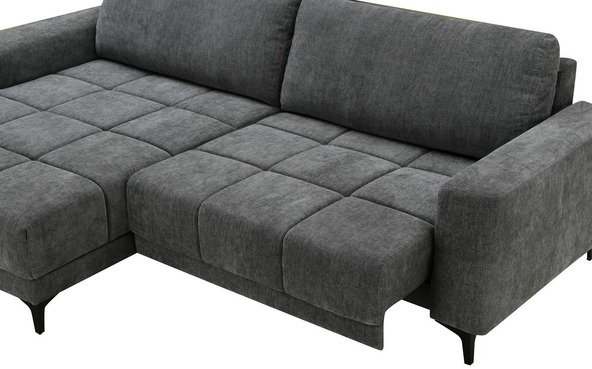 Ecksofa mit Relaxfunktion Chandler - Dunkelgrau/Schwarz, MODERN, Textil (165/246cm) - MID.YOU