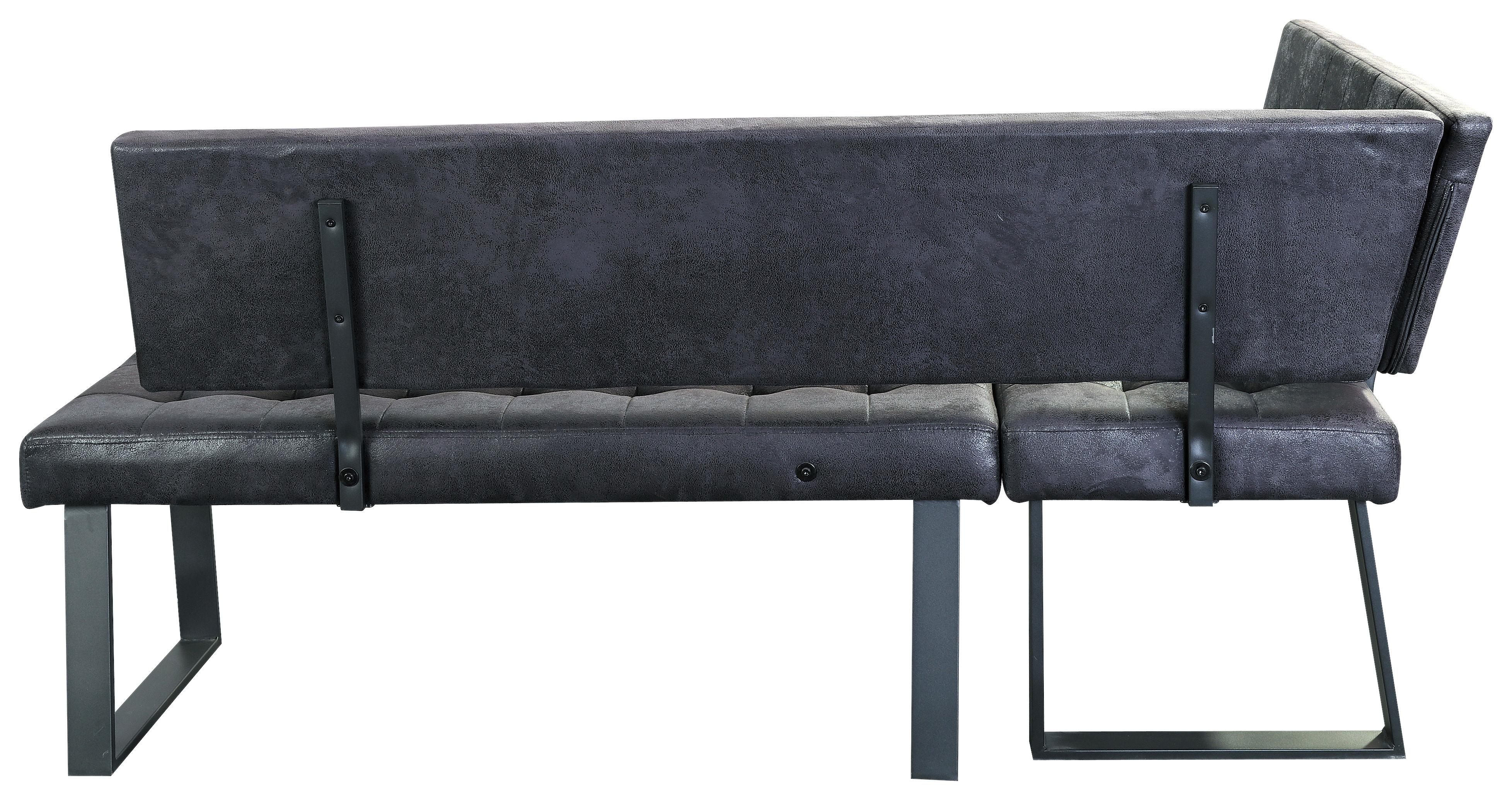 Eckbank Lavik - Schwarz, MODERN, Textil/Metall (134/185cm) - MID.YOU