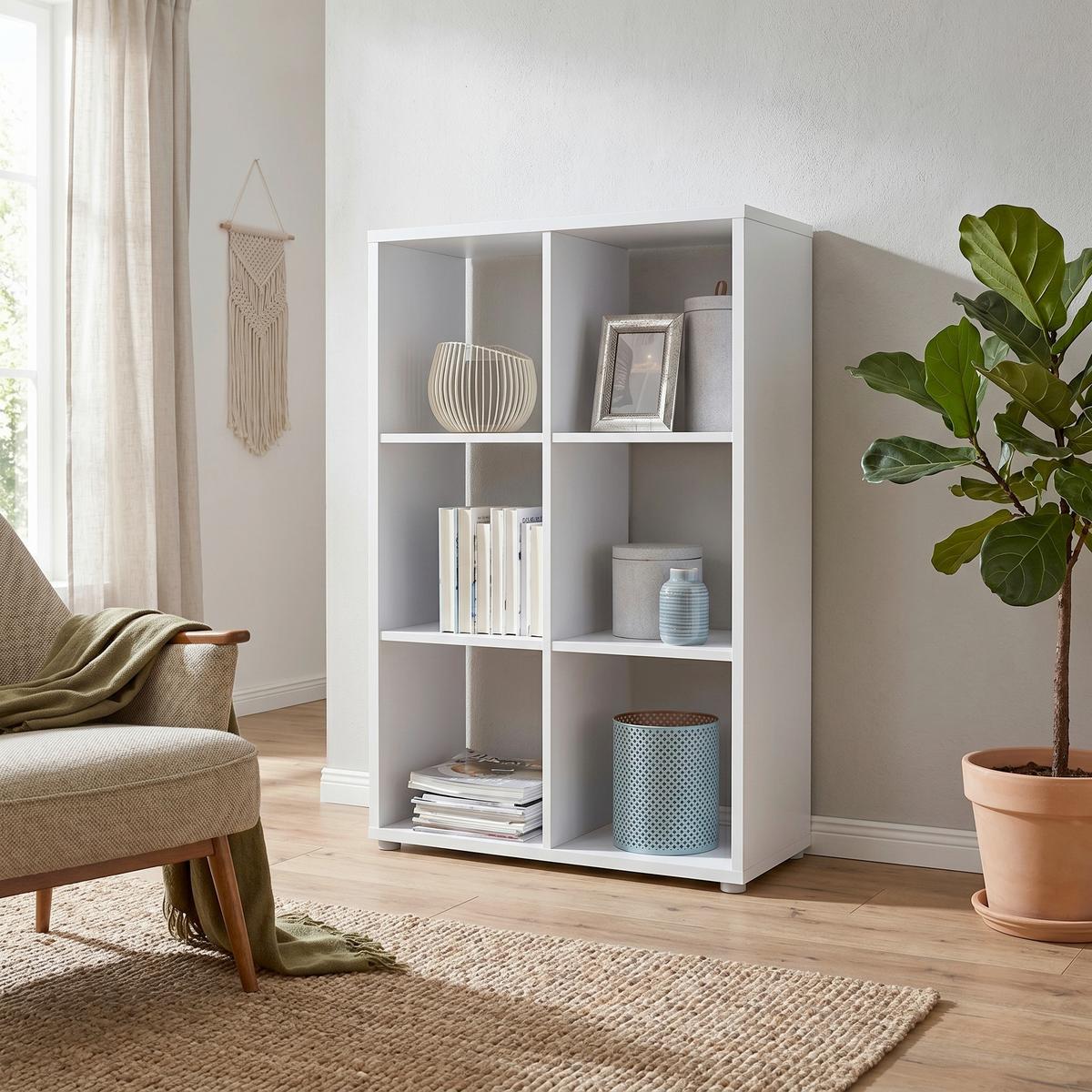 REGAL NIZZA TYP 11 - Silberfarben/Weiß, MODERN, Holzwerkstoff (72/108,5/33cm) - MID.YOU