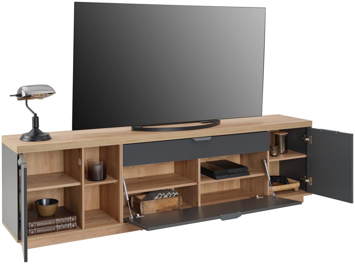 TV-Element Jake Anthrazit/Eiche Dekor B: 213cm - Anthrazit/Eiche Artisan, Trend, Holzwerkstoff (213/61,5/38cm)
