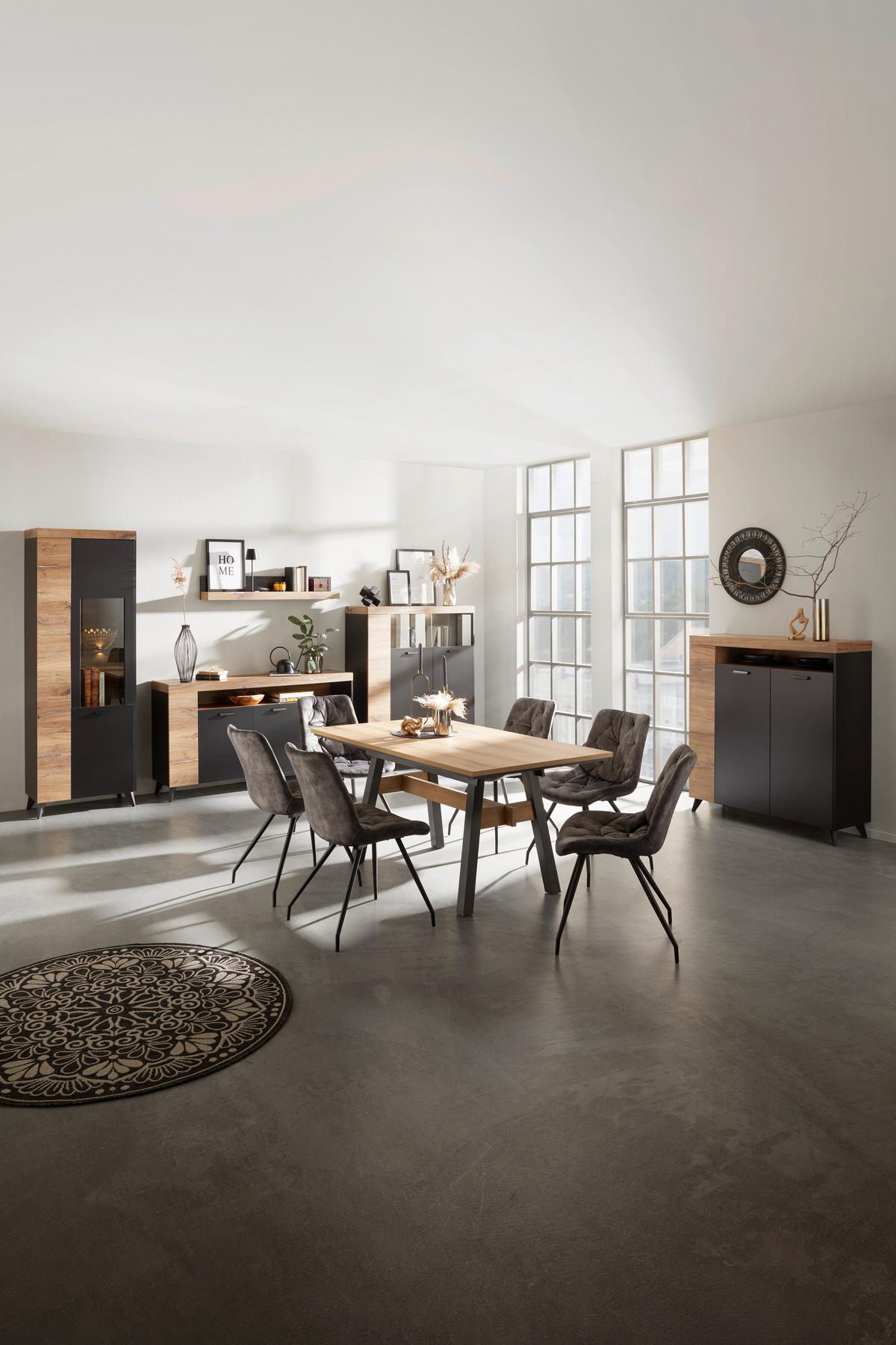 Highboard mit Türdämpfung 115 cm Sunny Hb 3D, Schwarz - Schwarz, MODERN, Holzwerkstoff (115/128,5/40cm) - Luca Bessoni