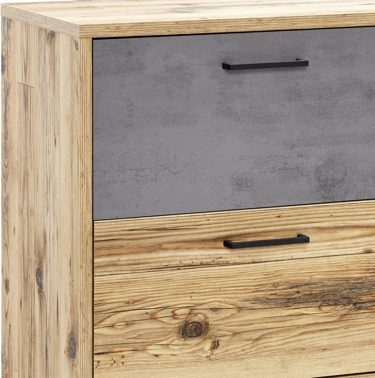 Kommode B 120cm Alicante Fichtefarben/Grau - Fichtefarben/Schwarz, MODERN, Holzwerkstoff (120/89,4/38cm) - Luca Bessoni