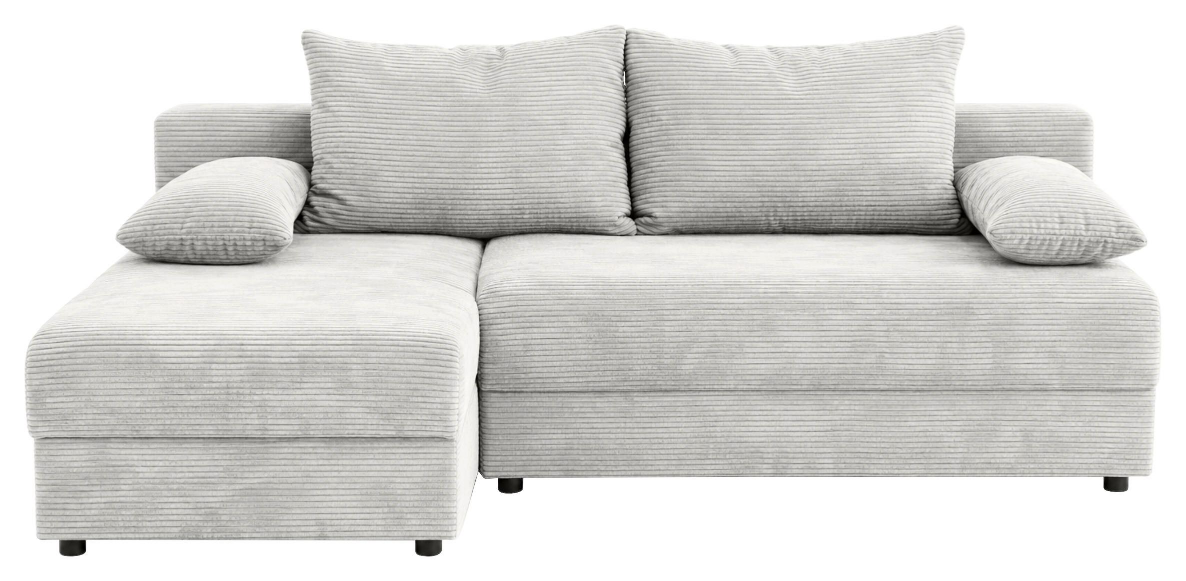 Ecksofa mit Bettfunktion Lima, Beige, 195x140cm - Beige/Schwarz, Trend, Holz/Kunststoff (195/140cm)