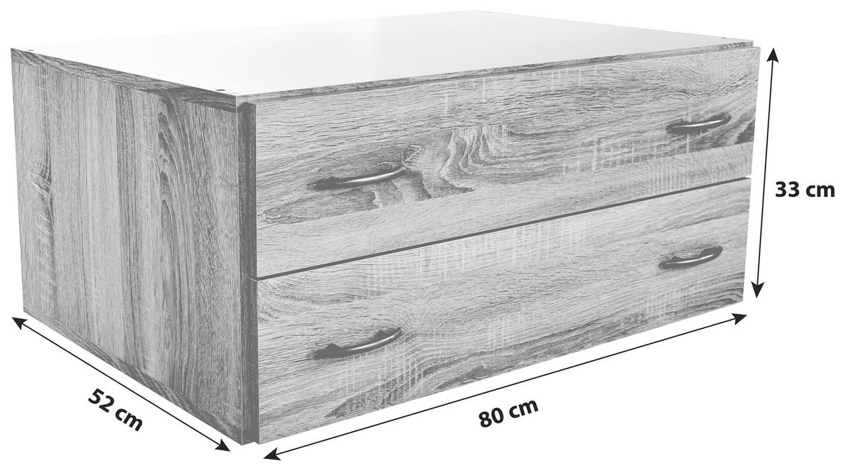 ZÁSUVKA BASE 2 - Sonoma dub/barvy hliníku, Konvenční, kompozitní dřevo/plast (80/33/52cm)