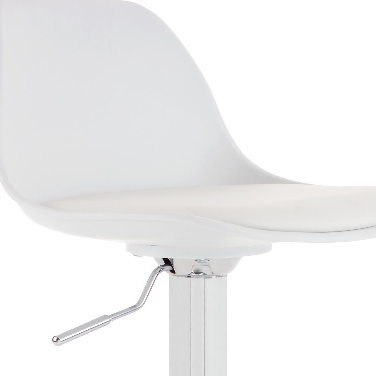 Barhocker-2er Set Scandi höhenverstellbar mit Lehne - Chromfarben/Weiß, MODERN, Kunststoff/Textil (41,5/84-104/37,5cm) - MID.YOU