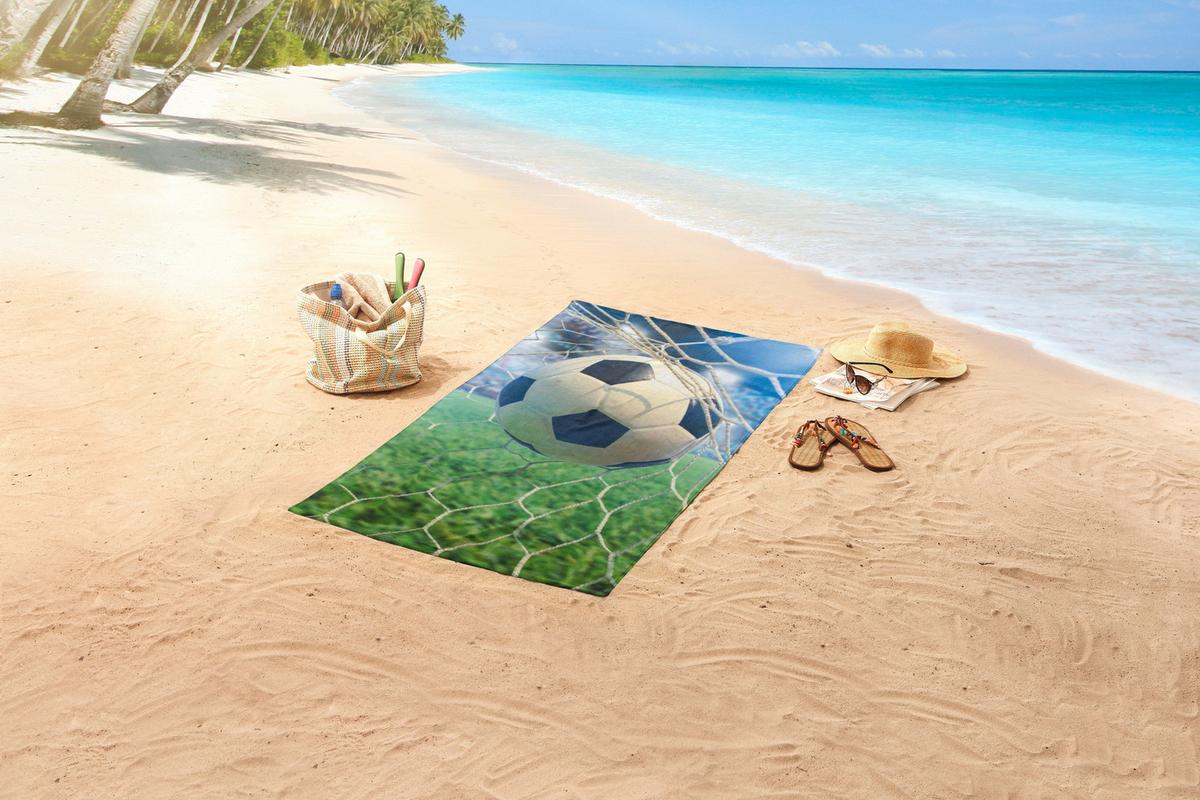Strandtuch 75x150 Fussball Motiv - Multicolor, Basics, Textil (75/150cm)