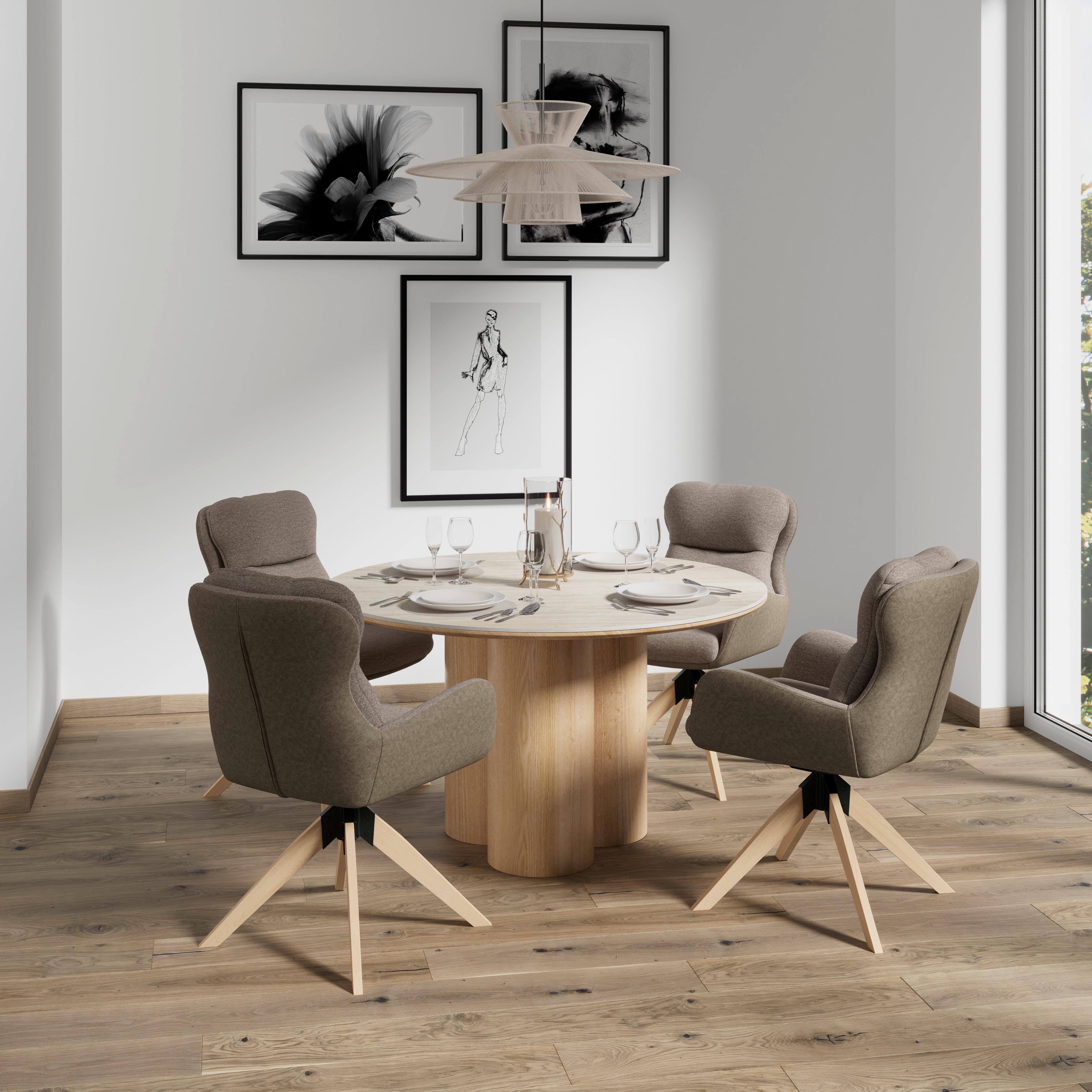 Židle s područkami Neelia, hnědá - přírodní barvy/hnědá, Moderní, kov/dřevo (71/60/94cm) - Bessagi Home