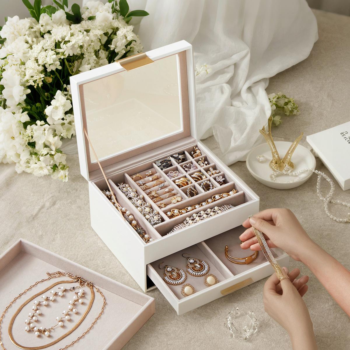 Schmuckkästchen Weiß B: 23,1 Cm - Weiß, LIFESTYLE, Holzwerkstoff (23,1/13,5/20,3cm)