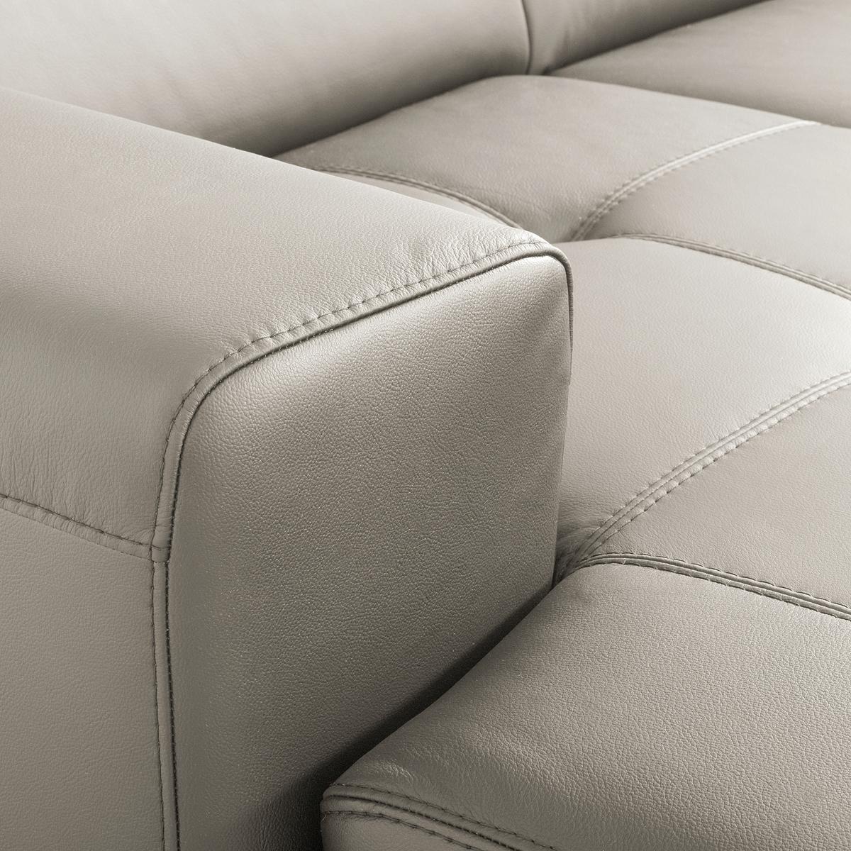 Ecksofa Torino Teilleder Platinfarben 173x247 - Platinfarben/Schwarz, Design, Leder/Textil (173/247cm) - Livetastic