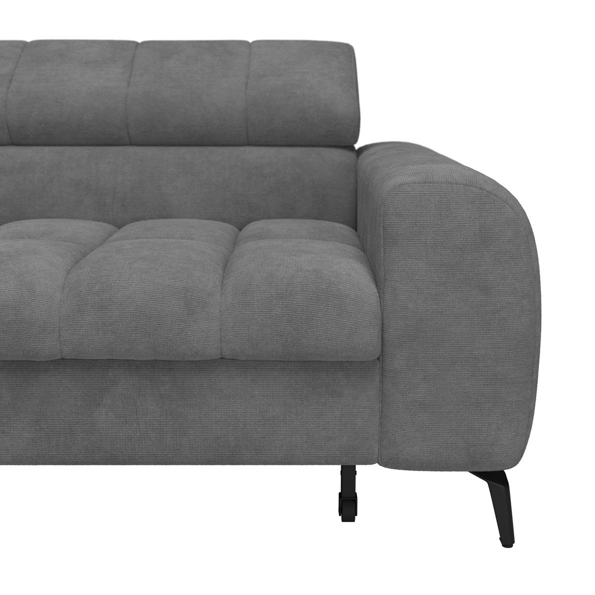 Ecksofa mit Schlaffunktion & Bettkasten Volf Graublau - Graublau/Schwarz, Trend, Kunststoff/Textil (203/261cm)