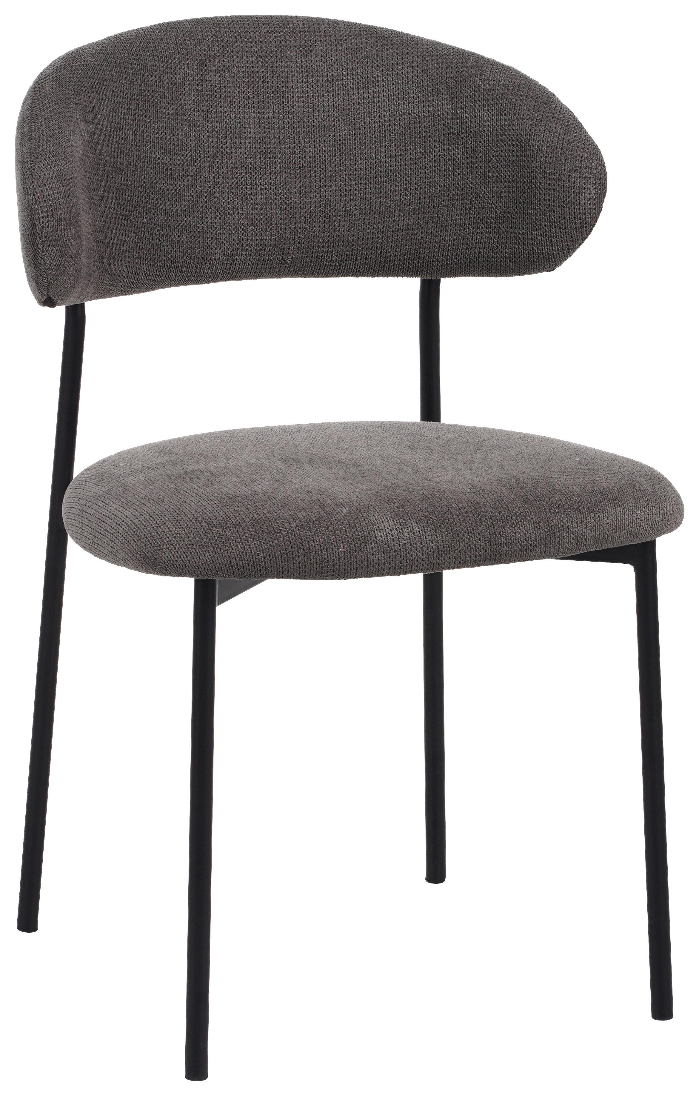 Vierfußstuhl Fenja Webstoff Grau, B: 53 cm - Schwarz/Grau, KONVENTIONELL, Textil/Metall (53/80/57cm) - MID.YOU
