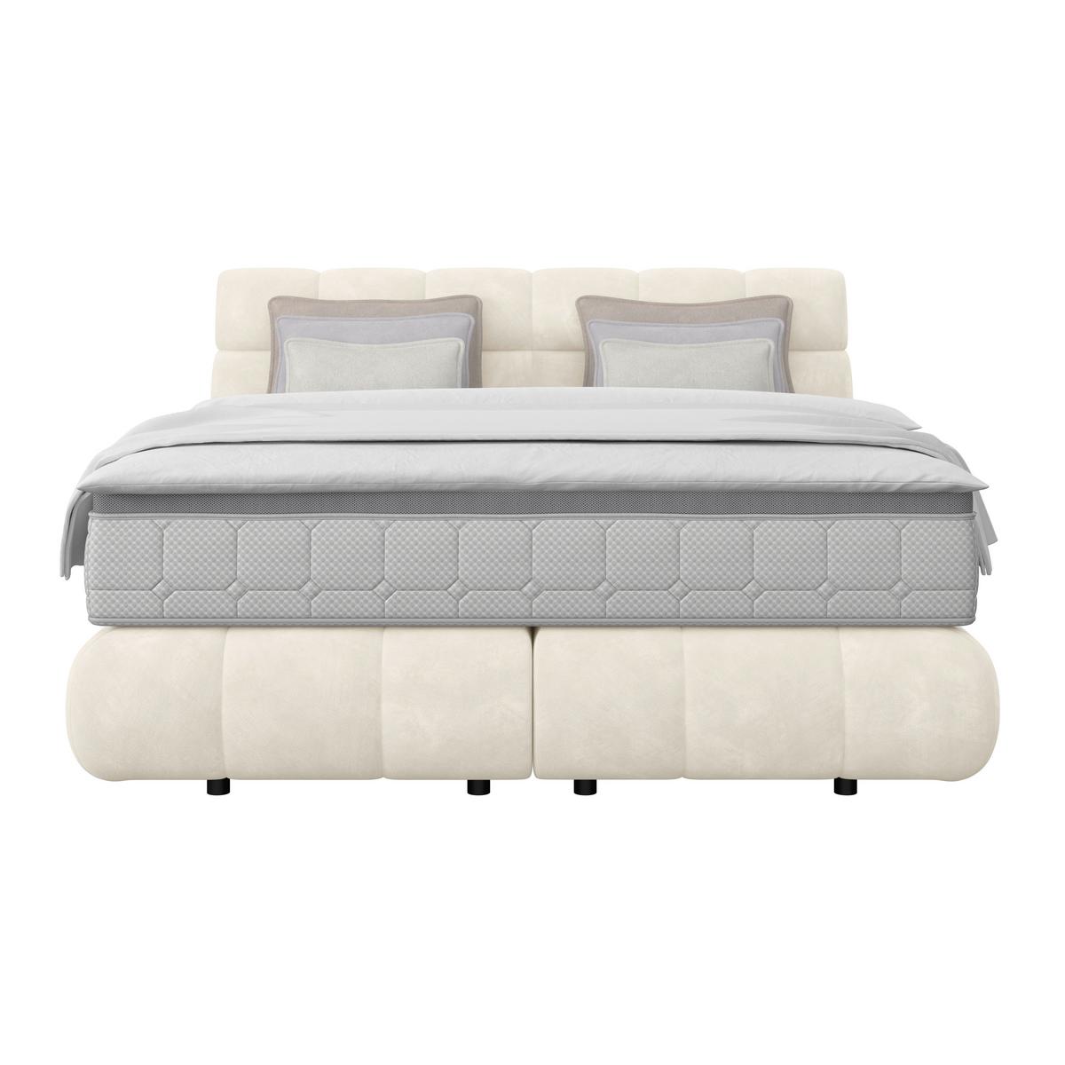 Boxspringbett Nobu Champagner, Lf: 180x200 Cm - Champagner/Schwarz, Trend, Holz/Textil (180/200cm)