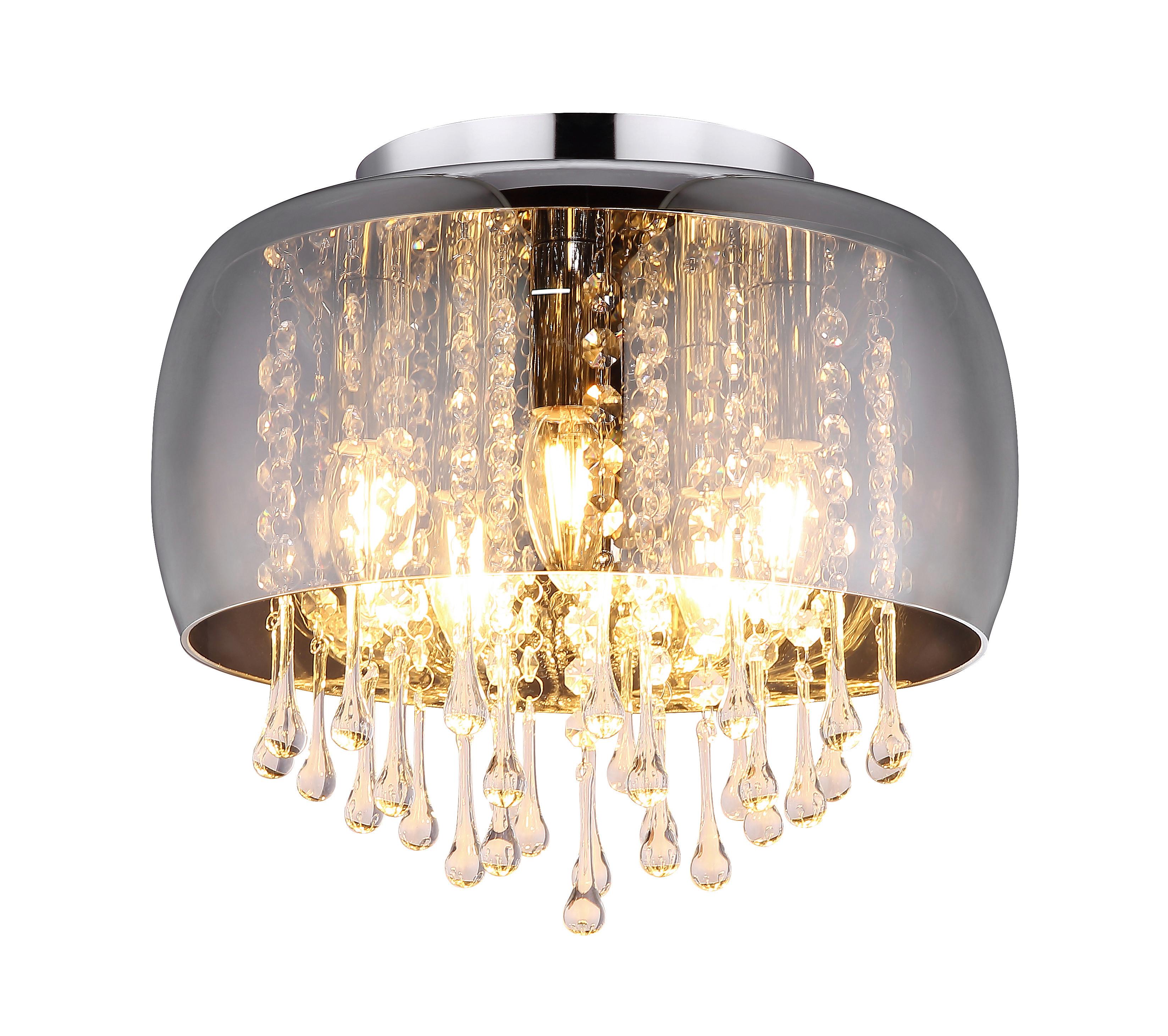 Deckenleuchte Kalla D: 350 Cm Kalla D/h: 350/280cm Rauch - Klar/Chromfarben, Basics, Glas/Metall (35/28cm) - Globo