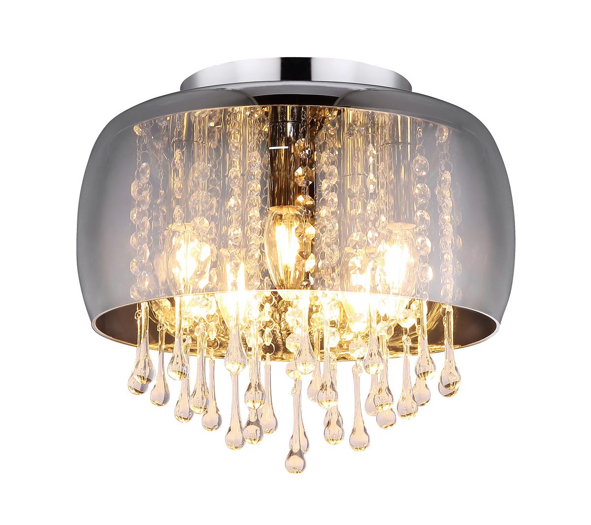 Deckenleuchte Kalla D: 350 Cm Kalla D/h: 350/280cm Rauch - Klar/Chromfarben, Basics, Glas/Metall (35/28cm) - Globo