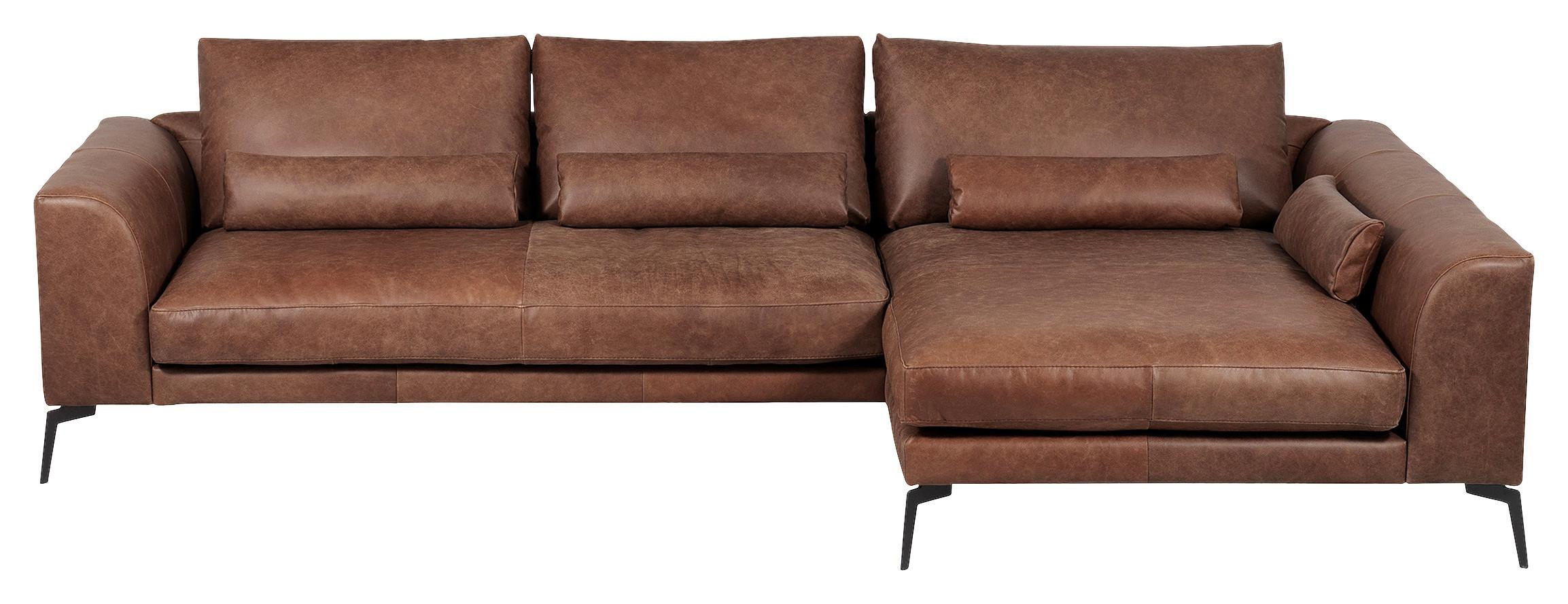 Ecksofa Berlin Braun S: 313 cm - Schwarz/Braun, Design, Leder (313/172cm) - Livetastic