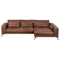 Ecksofa Berlin Braun S: 313 Cm - Schwarz/Braun, Design, Leder (313/172cm) - Livetastic