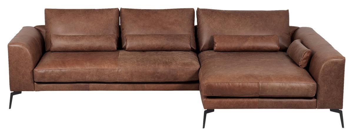 Ecksofa Berlin Braun S: 313 Cm - Schwarz/Braun, Design, Leder (313/172cm) - Livetastic