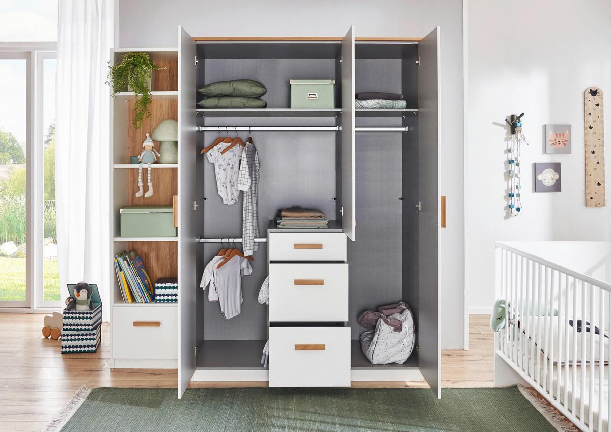 Nyílóajtós Szekrény Gotland 135/199 Cm - tölgyfa színű/fehér, faalapú anyag (135/199/58cm)