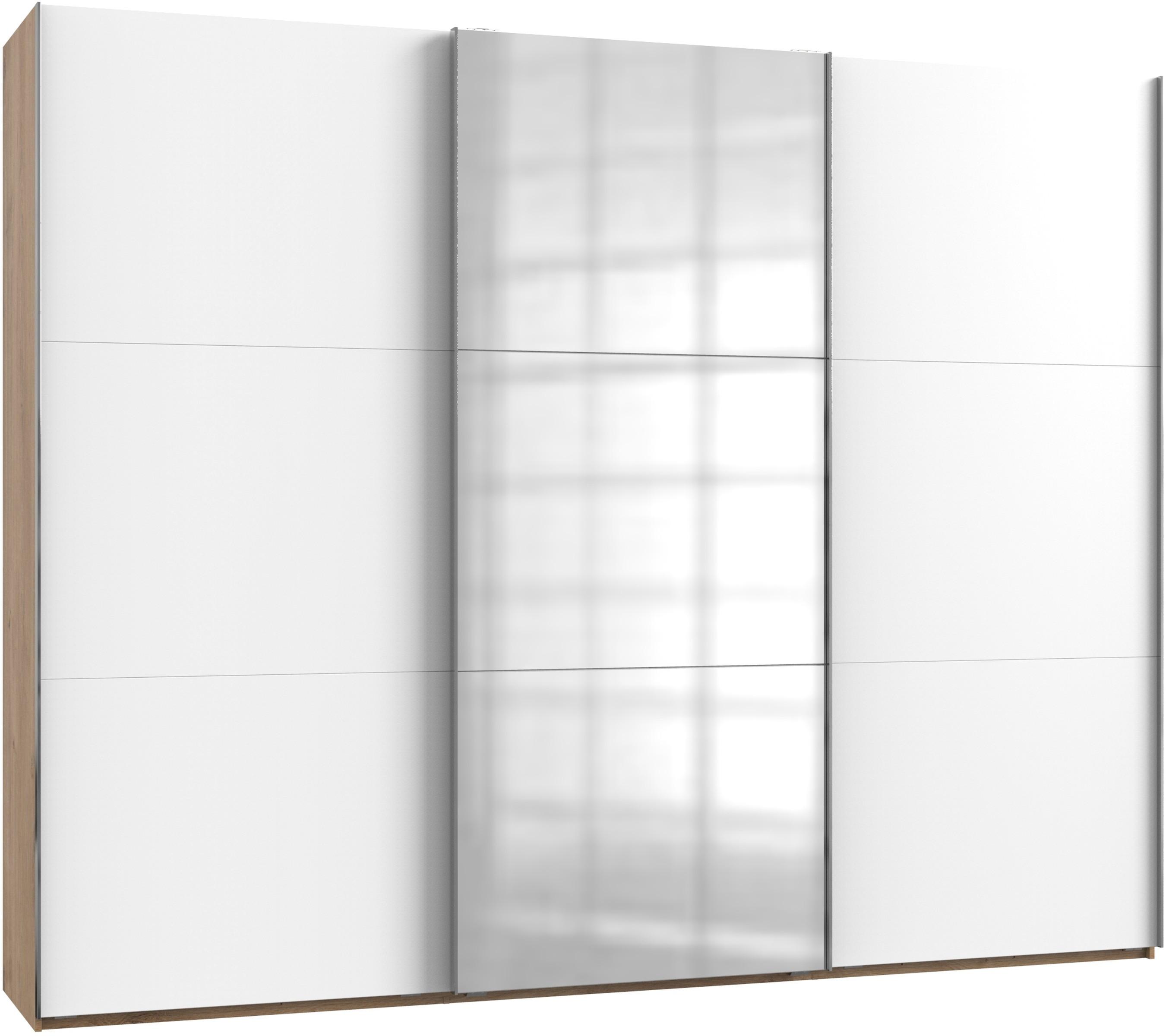 Schwebetürenschrank Mit Spiegel 300cm Level, Weiß/eiche