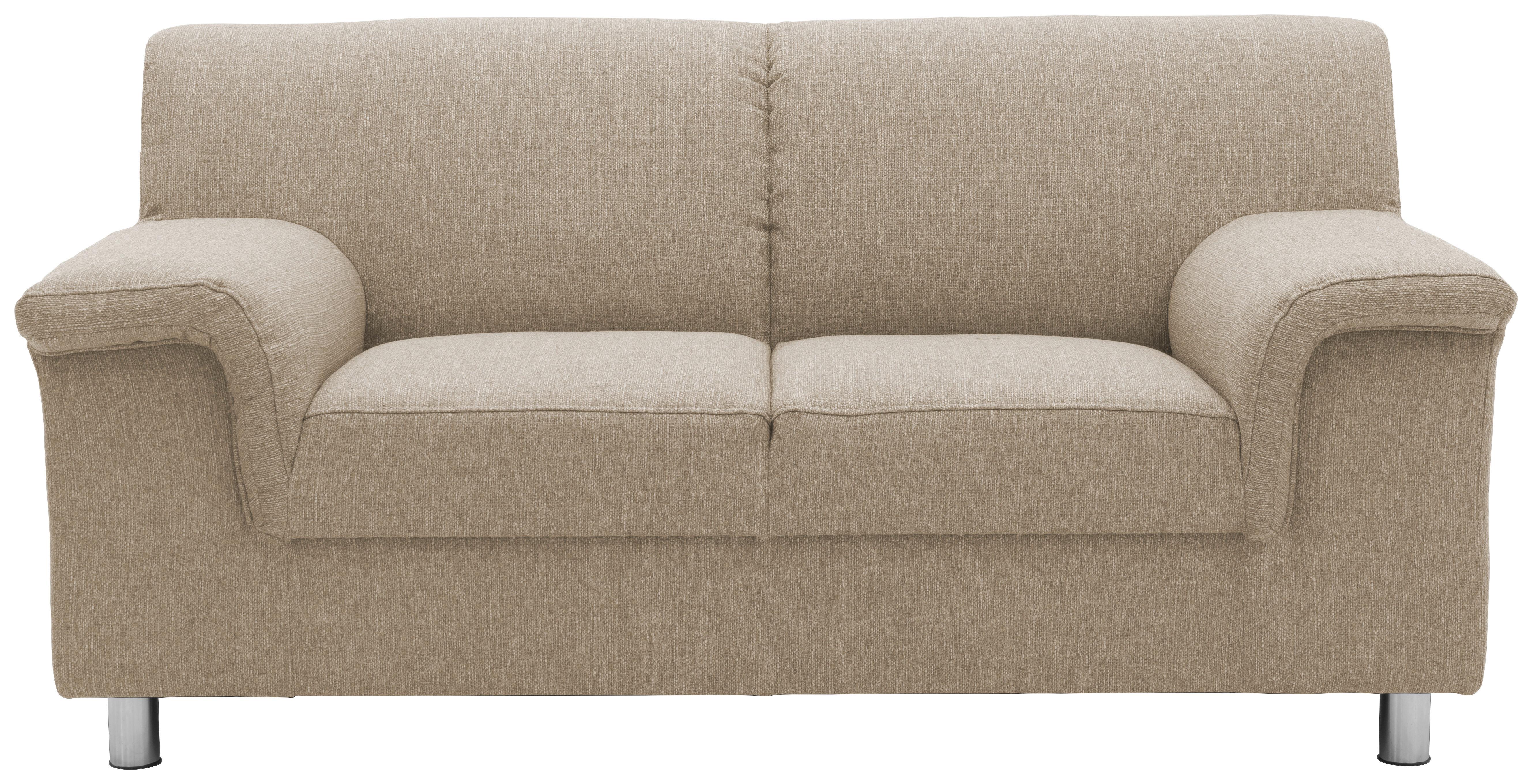 2-Sitzer-Sofa Jamie Armlehnen Beige Webstoff - Chromfarben/Beige, KONVENTIONELL, Textil (145/72/80cm)