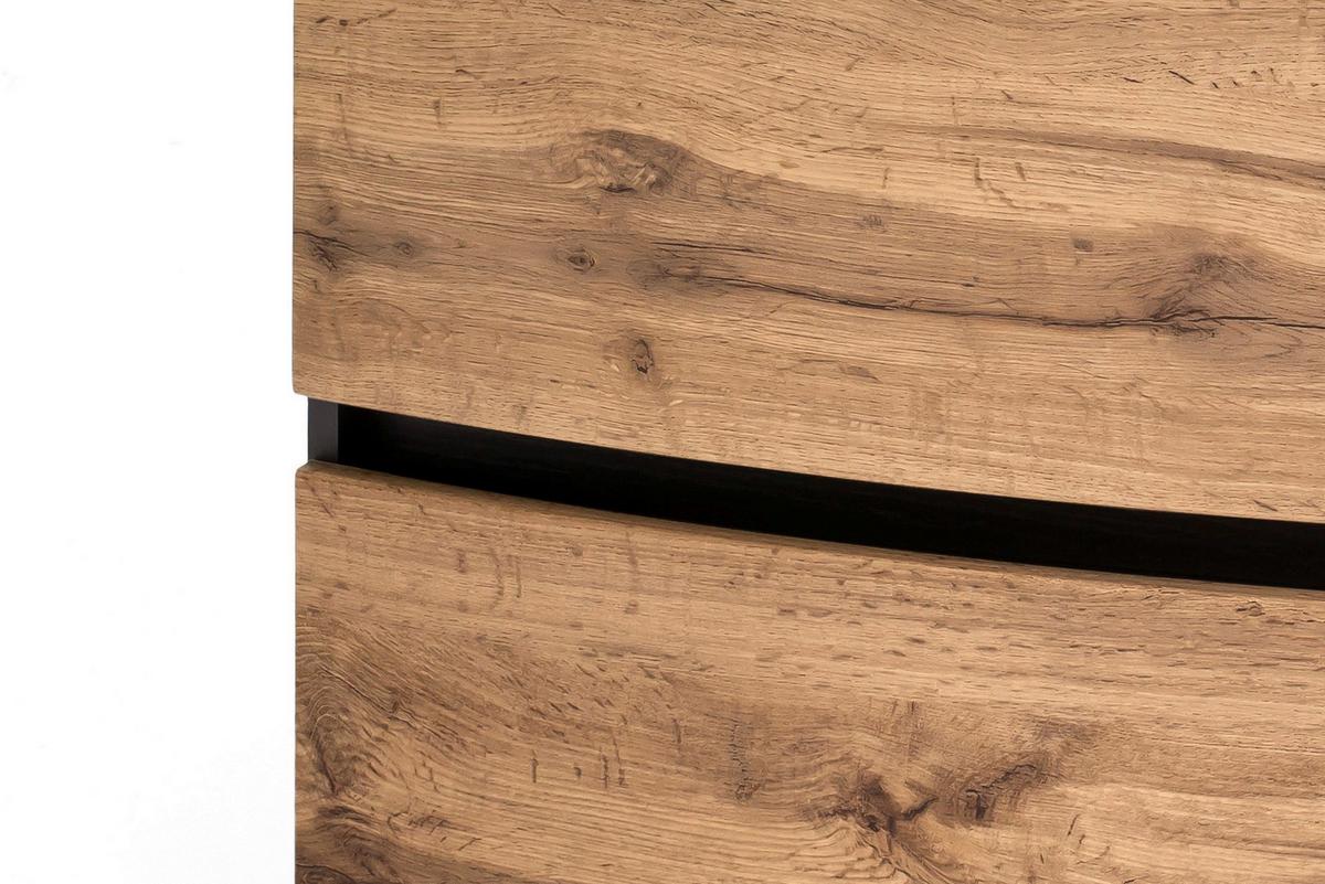 Waschbecken mit Unterschrank Kopenhagen B: 80 cm Grau/Eiche - Eichefarben/Graphitfarben, KONVENTIONELL, Glas/Holzwerkstoff (80cm) - Held