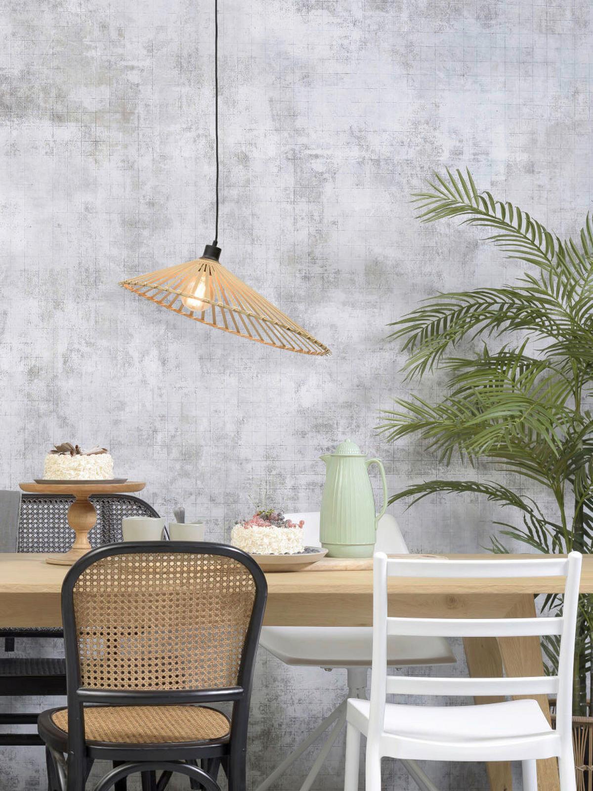 Hängeleuchte Bromo/h60/n - Naturfarben, Trend, Holz (60/14cm) - Good & Mojo