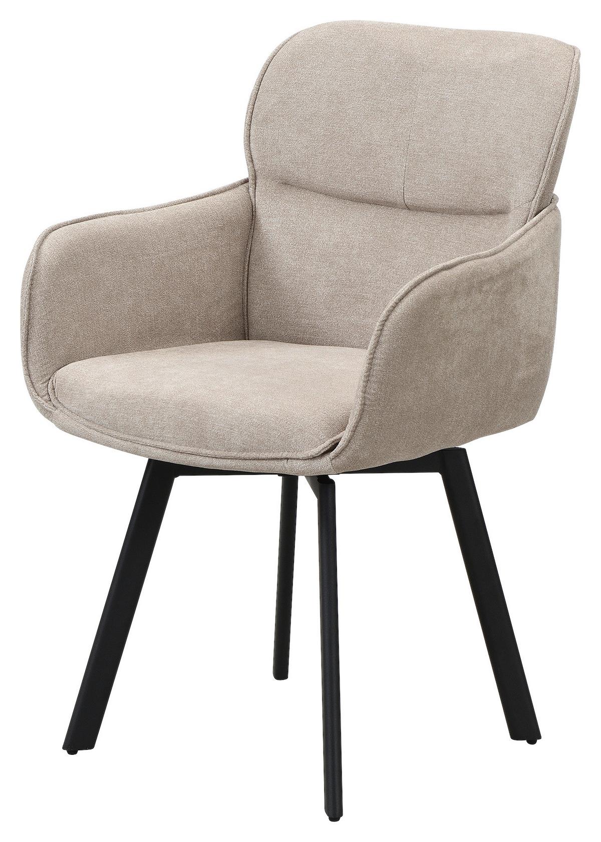 Stuhl-set Rico - Taupe/Schwarz, MODERN, Textil/Metall (61/90/63cm) - MID.YOU