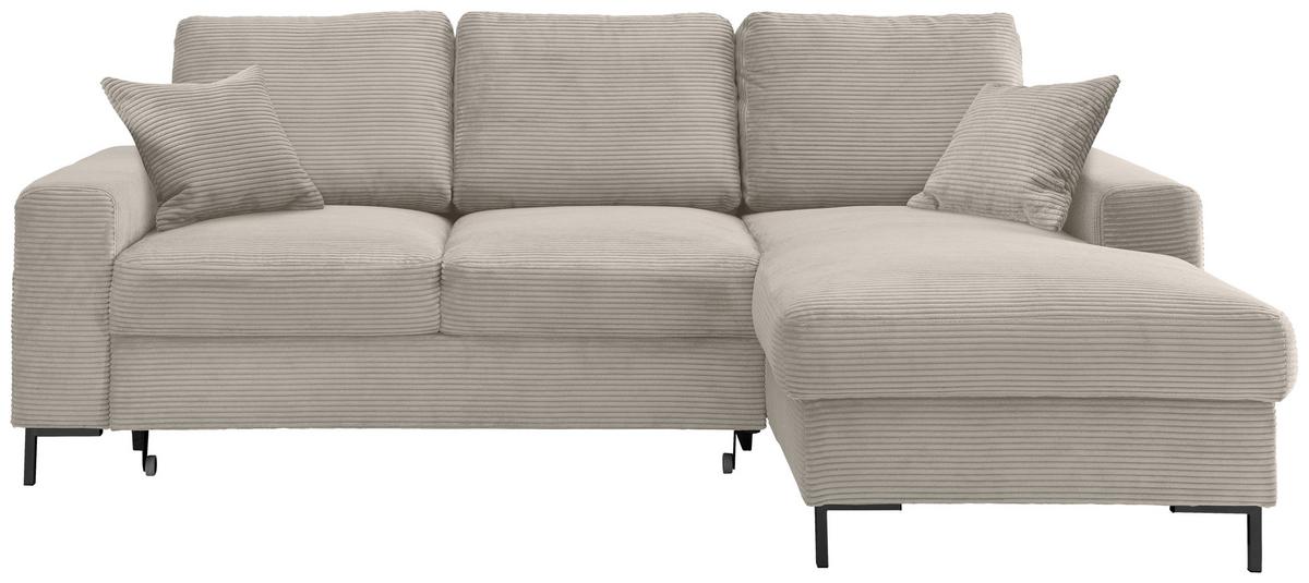 Eckschlafsofa Zona, Beige S: 237x143 Cm - Beige/Schwarz, KONVENTIONELL, Textil (237/143cm) - Livetastic