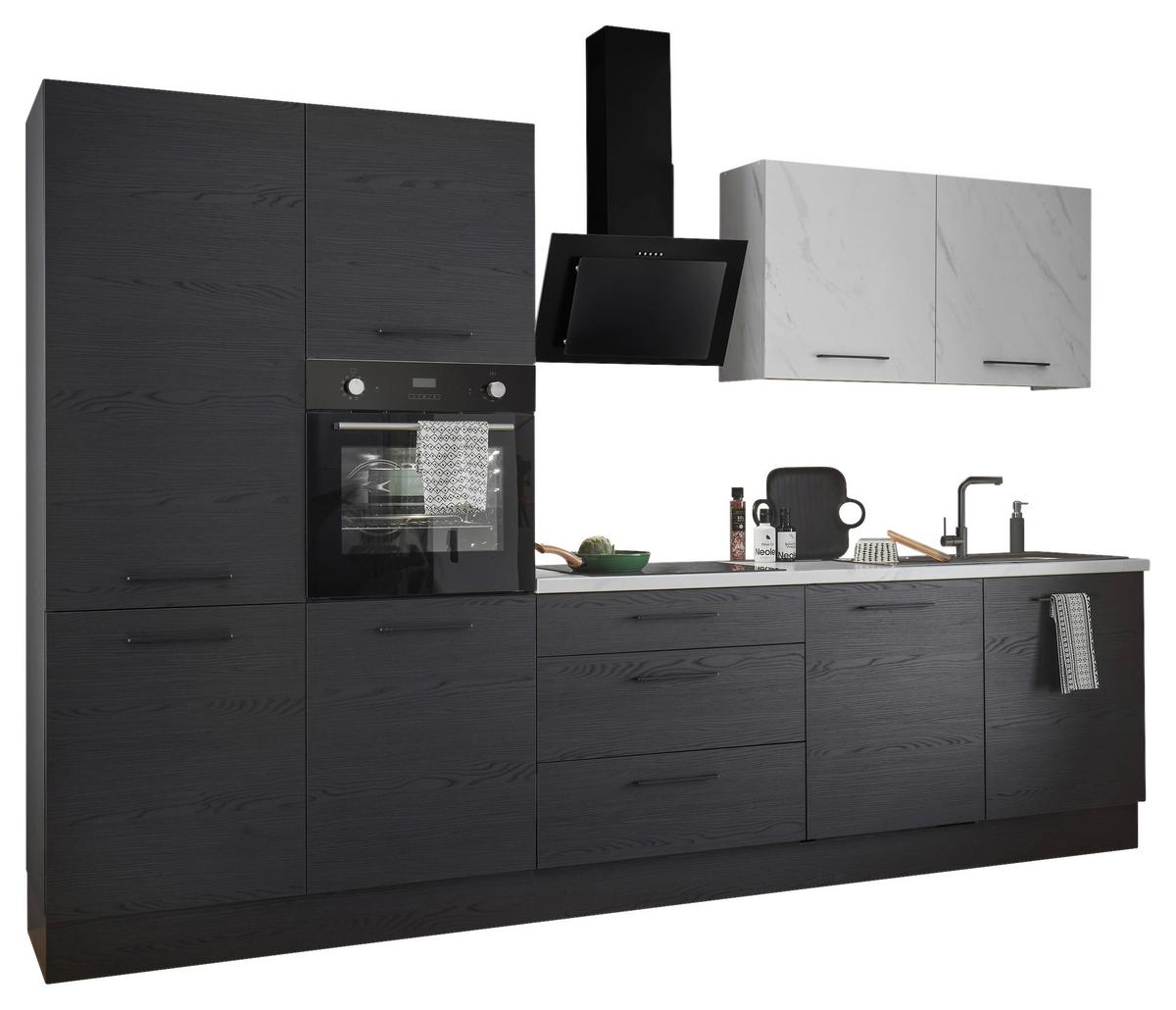 Küchenblock New York Zb 320 Black Eb - Graphitfarben/Weiß, Design, Holzwerkstoff (320cm) - MID.YOU