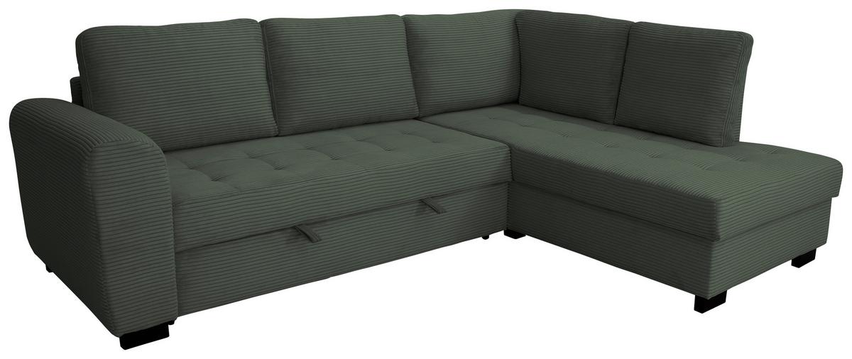 Ecksofa John Grün S: 239x178 cm - Schwarz/Grün, Trend, Textil (239/178cm)