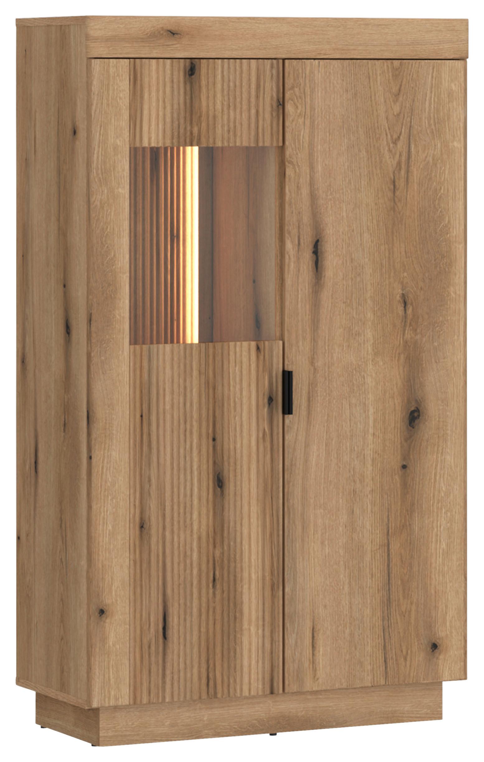 Vitrine Delamar Eichefarben Dekor B: 80,4 cm - Eichefarben/Schwarz, Trend, Glas/Holzwerkstoff (80,4/140,2/39,6cm)