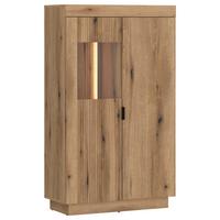 Vitrine Delamar Eichefarben Dekor B: 80,4 cm - Eichefarben/Schwarz, Trend, Glas/Holzwerkstoff (80,4/140,2/39,6cm)
