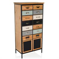 Sideboard Continento High Multicolor/naturfarben B: 60cm - Multicolor/Schwarz, MODERN, Holz (60/34/123cm) - MID.YOU