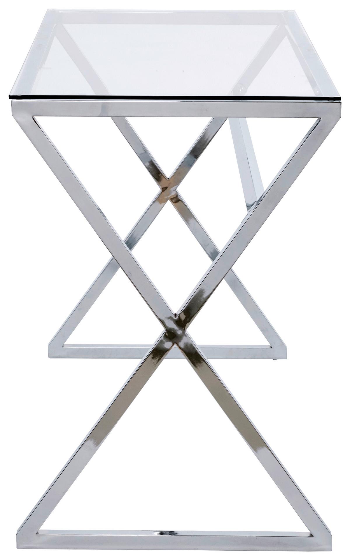 Schreibtisch Xtra Desk - Chromfarben/Klar, MODERN, Glas/Metall (110/50/72cm) - Livetastic