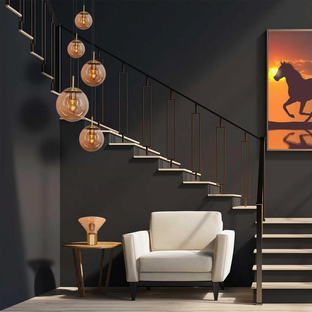 Deckenleuchte Bollique - Schwarz, Trend, Glas/Metall (60/115-373/60cm)