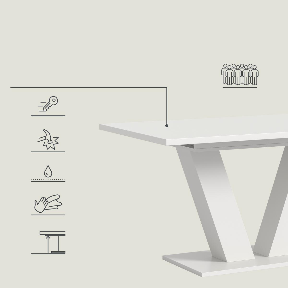 Ausziehtisch Marlon 150 Az Weiß, Auf 190 Cm Ausziehbar - Weiß, Trend, Holzwerkstoff (150-190/90/76cm) - MID.YOU