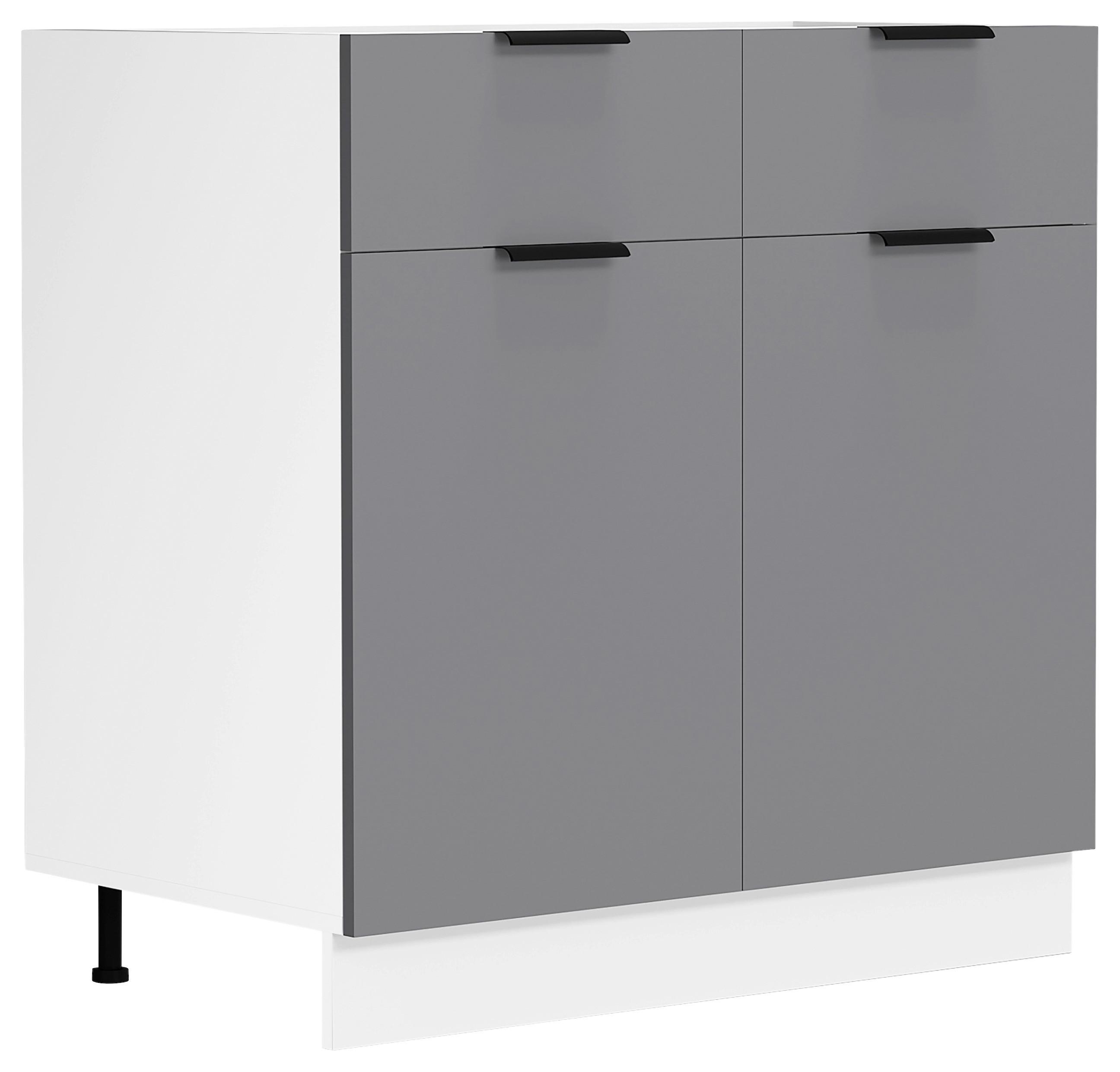 Küchenunterschrank Fasola 80 cm Weiß/Anthrazit - Anthrazit/Weiß, Trend, Holzwerkstoff/Kunststoff (80/82/46cm) - MID.YOU