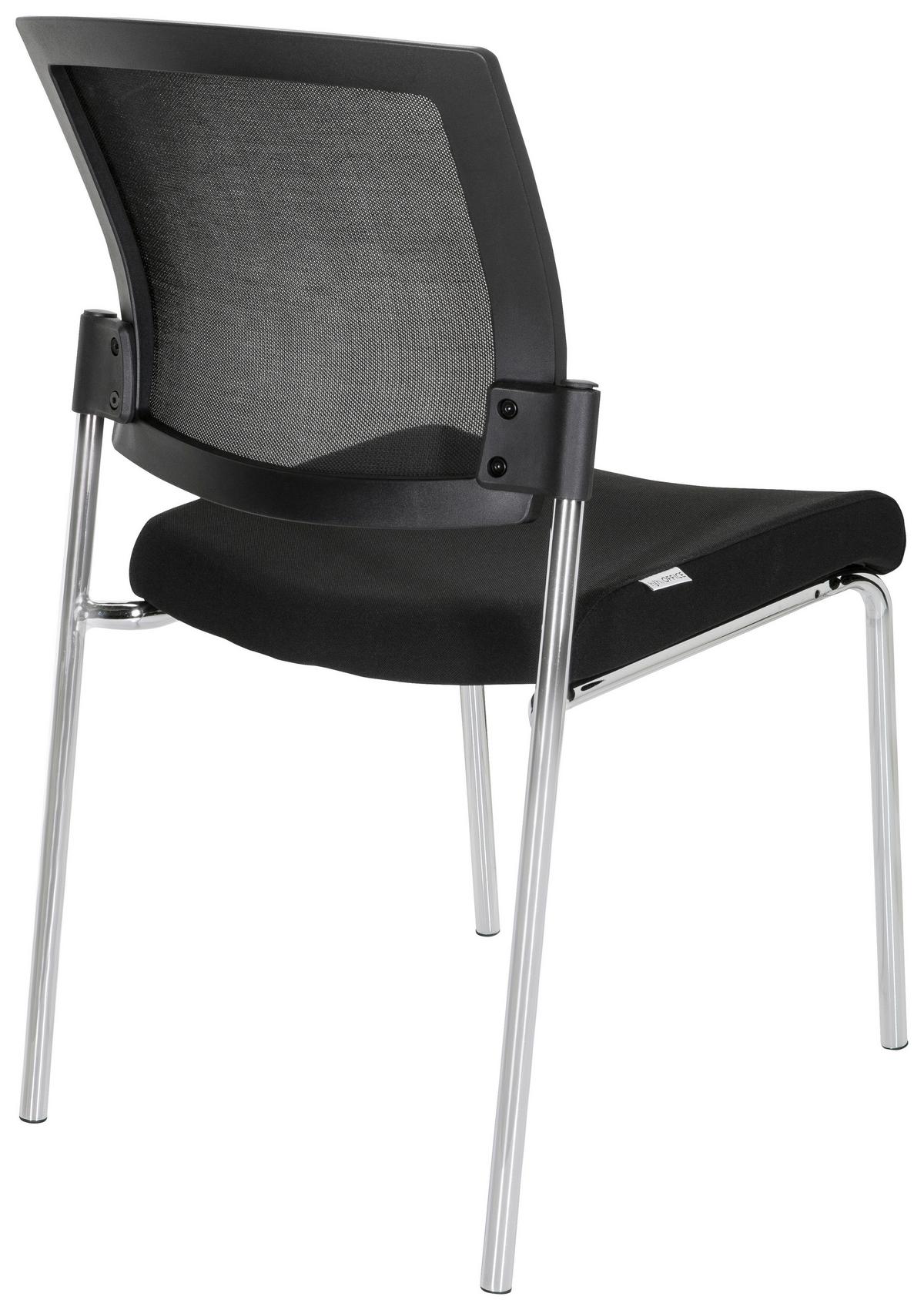 Besucherstuhl K9 V Gepolstert Schwarz Bis 180kg - Chromfarben/Schwarz, MODERN, Textil/Metall (48/90/58cm) - MID.YOU