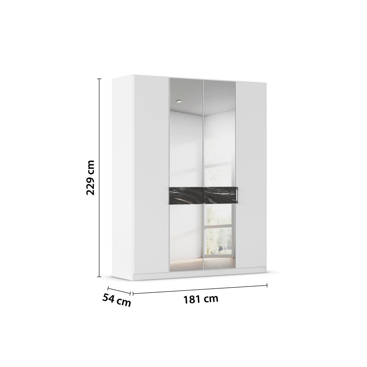 Drehtürenschrank Versity-d Alpinweiß/marmorptik 4trg - Silberfarben/Weiß, Trend, Holzwerkstoff (181/229/54cm) - James Wood