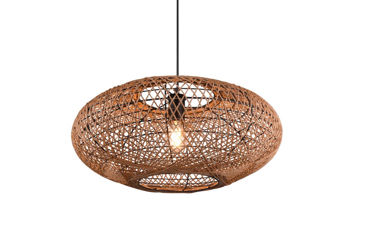 Hängeleuchte 312300136 Hedda - Schwarz/Braun, Natur, Naturmaterialien/Metall (52/150cm) - Trio Leuchten