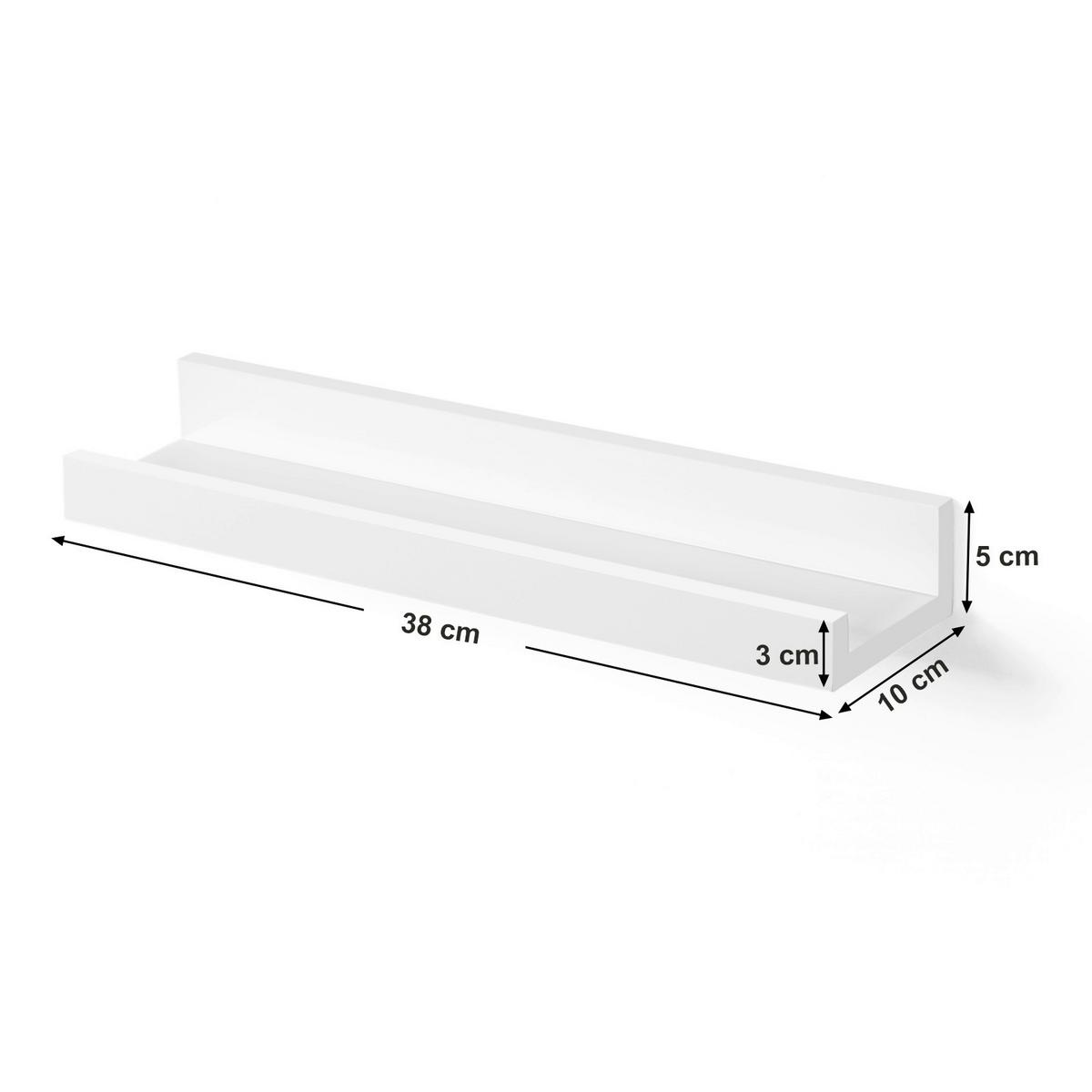 Hängeregal 3er Set B: 38 cm, Weiß - Weiß, Basics, Holzwerkstoff (38/5/10cm) - Boxxx