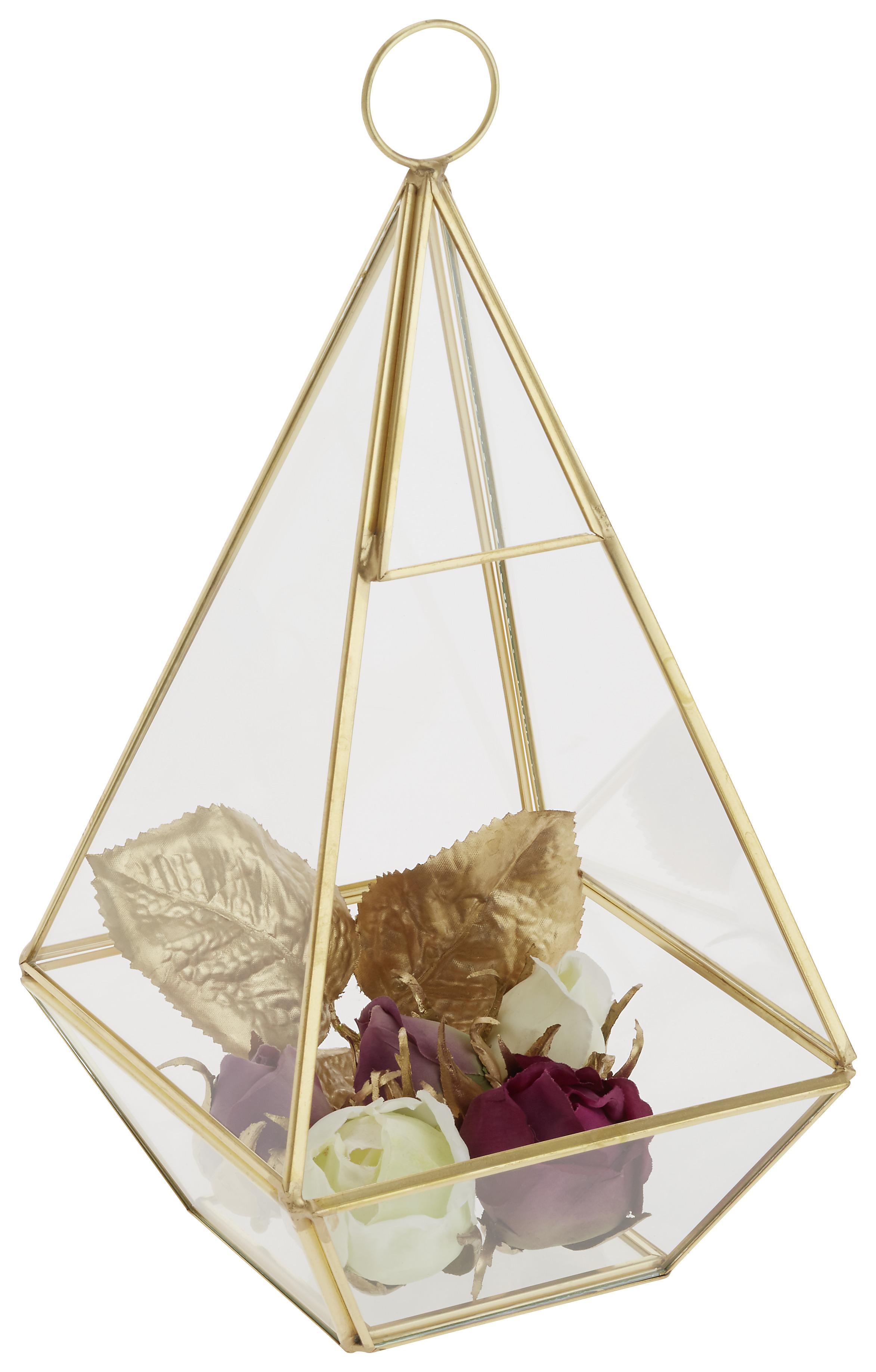 Dekoračná Krabica Adriana - zlatá/číre, kov/sklo (12/12/25cm) - Modern Living
