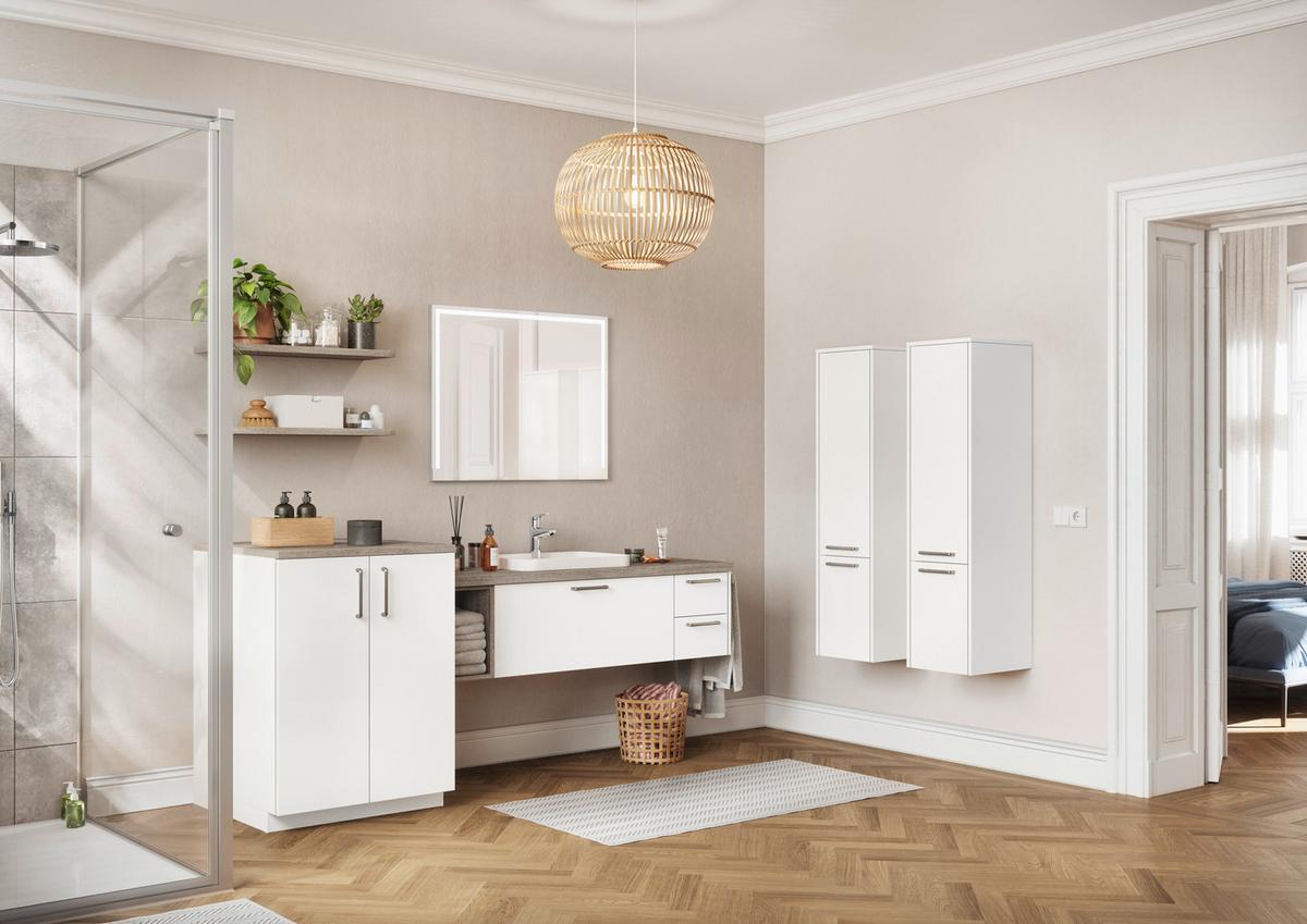 TV-Element Las Vegas Weiß B: 160 cm - Sandfarben/Weiß, MODERN, Holzwerkstoff (160/36/37cm) - Vertico