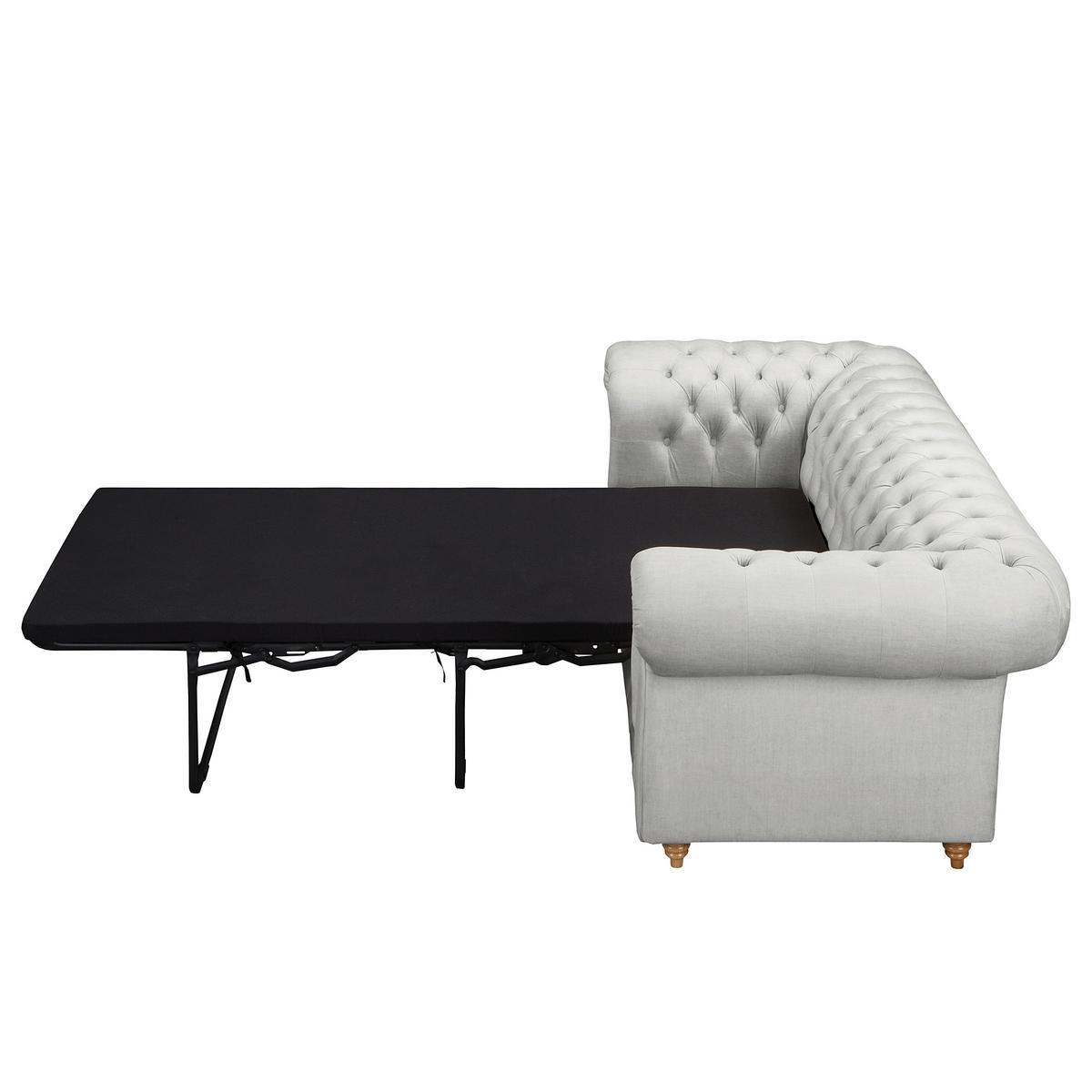 Schlafsofa Laura Hellgrau, B: 190cm - Hellgrau/Braun, Design, Textil (190/74/91cm) - P & B
