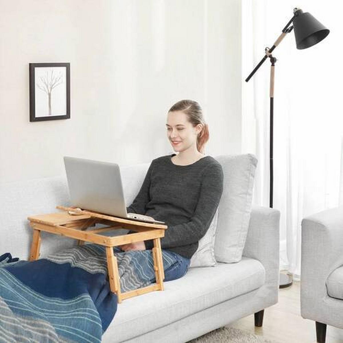Laptoptisch Bambus mit Lade B: 35 cm, H: 21-29 cm - Hellbraun/Naturfarben, Basics, Holz (66-75/35/21-29cm) - Boxxx