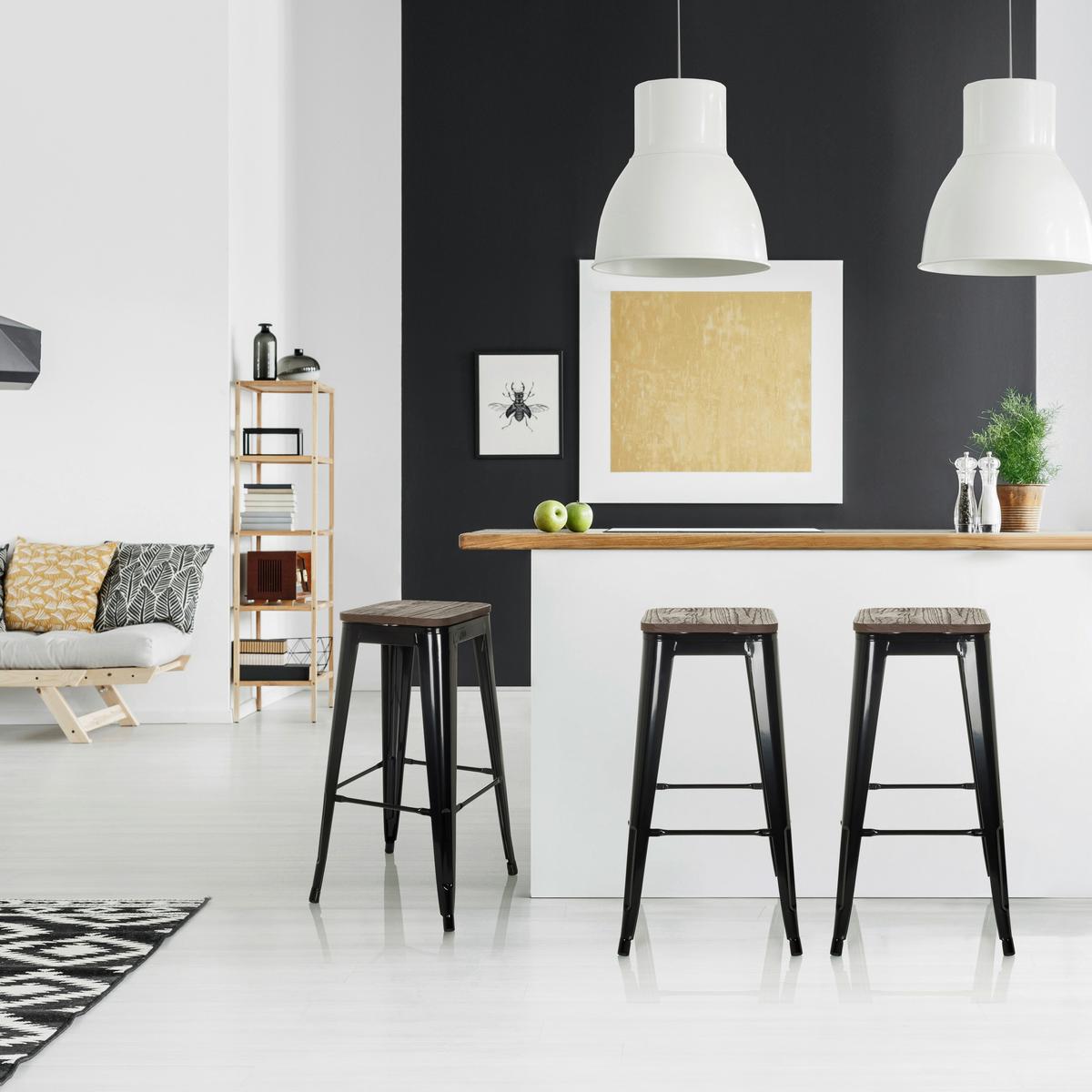 Barhocker Vantaggio High Schwarz B: 44cm - Schwarz, MODERN, Holz/Metall (44/77/44cm) - MID.YOU