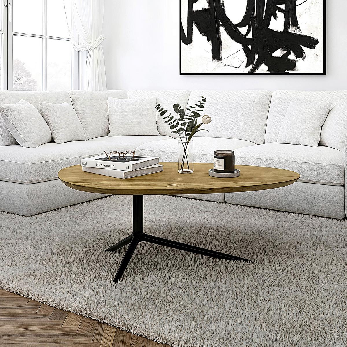COUCHTISCH Braun L: 87cm - Schwarz/Braun, Design, Holz/Metall (87/50/36cm) - MID.YOU